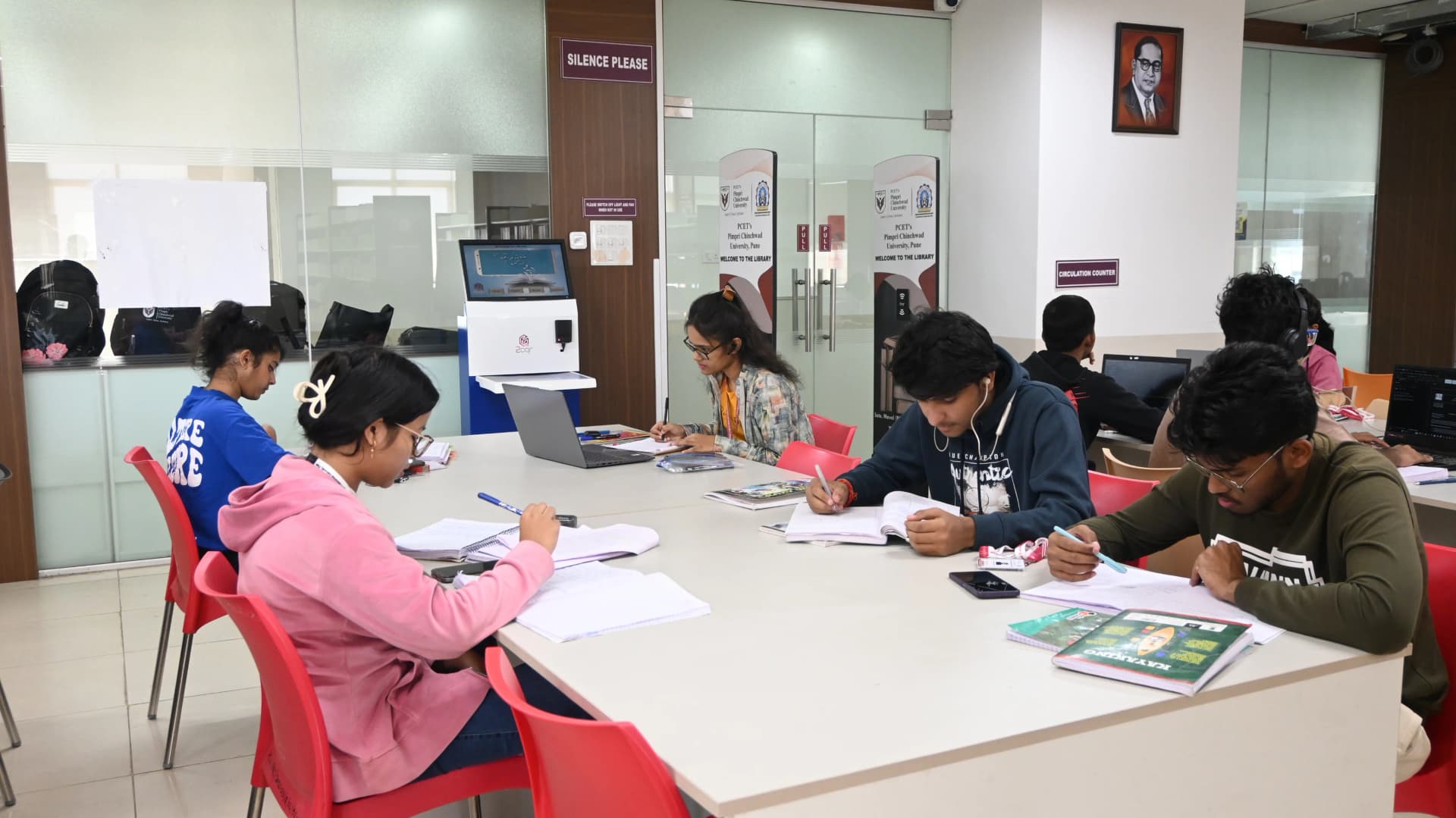 Student using library resources