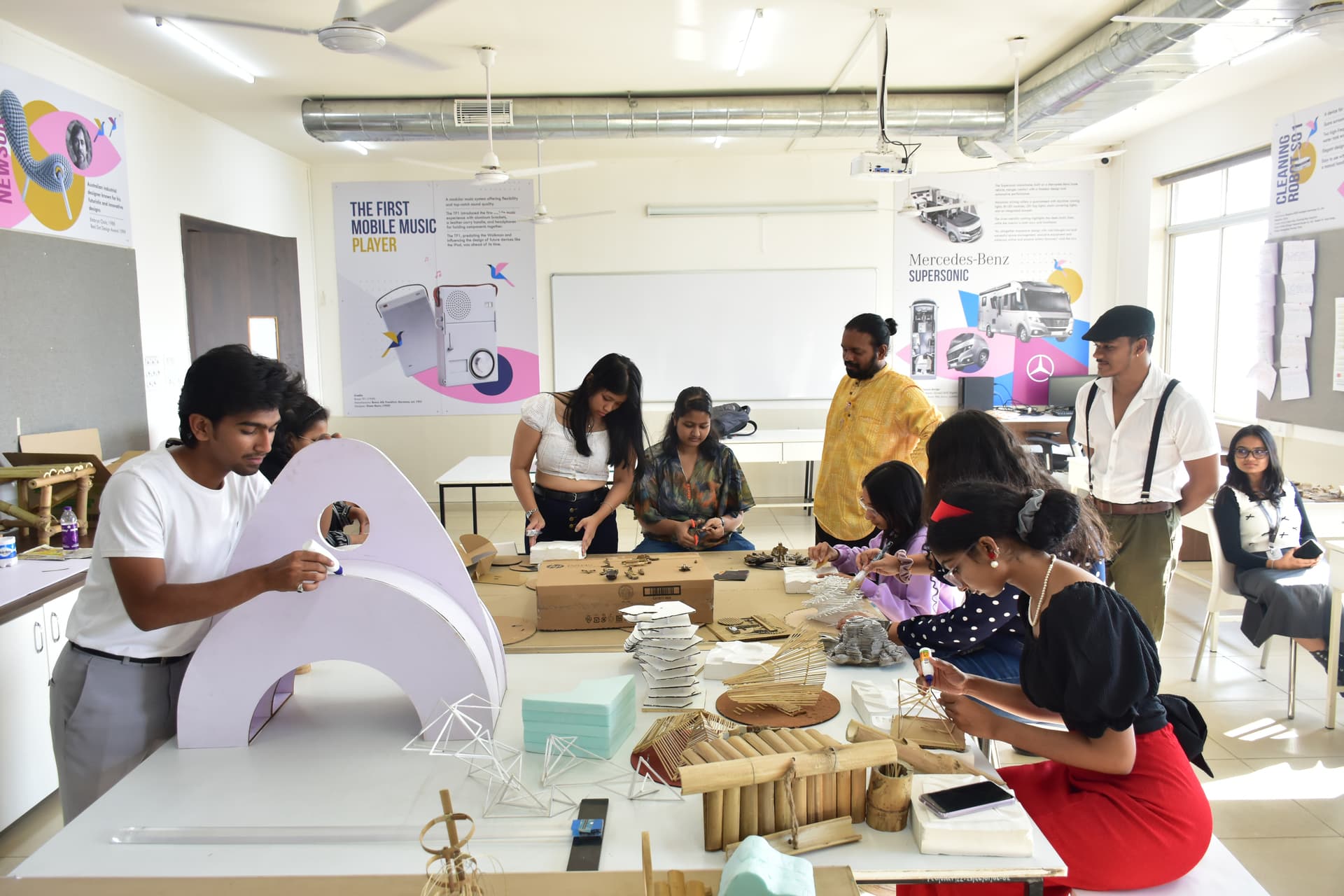 Studio session with foam structure prototypes